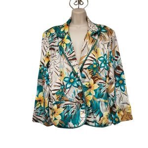 Vintage1970's Graff By Um Company Multicolor Turquoise Blazer Size Petite XL